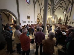 Blick ins zweischiffige Langhaus des Feldkircher Doms